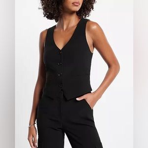 NWT Express Four Button Front Tailored Blazer Vest Black Size M